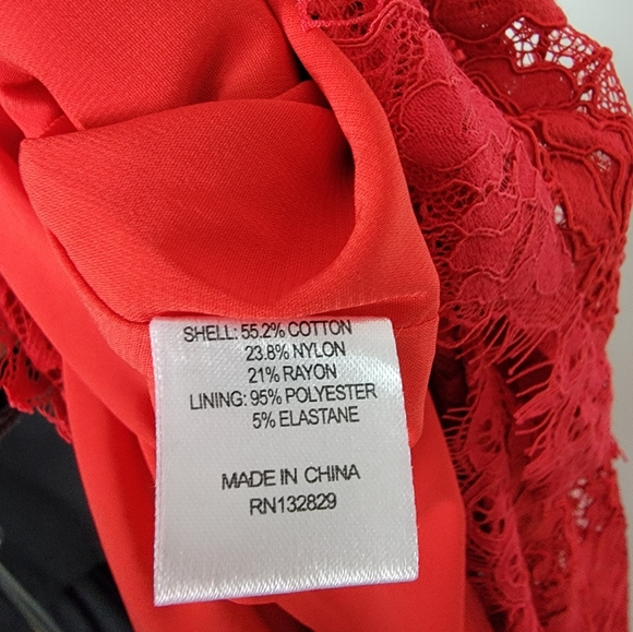 Majorelle Oracle Red Lace Dress Tiered Ruffle Midi Size XXS - Picture 9 of 10